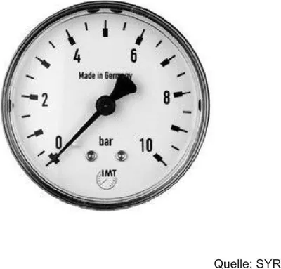 Produktbild von SYR Manometer Typ 11, f. SYRobloc 24 & 25, G 1/4", 0-10bar, D. 63mm, 0011.08.000