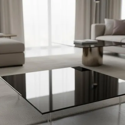 Produktbild von Kaminglas Schutzplatte 90x90 cm schwarz 6 mm ESG Glas
