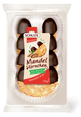 Zdjęcie produktu dla Schulte rogalik migdałowy z migdałami marcepanowymi w ciemnej czekoladzie 175g