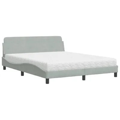 Produktbild von Bett mit Matratze "Dover" Hellgrau 160x200 cm Samt