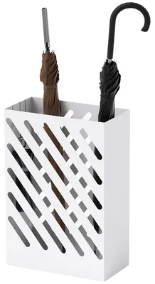 Immagine prodotto di Portaombrelli con vaschetta di raccolta e 4 ganci | Colore: Bianco | Dimensioni: 14x28x41 cm