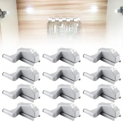 Produktbild von Schranklichtscharnier, LED-Induktionslicht, Nachtlicht, Kleiderschrank, Nachtlicht, Scharnier, LED-Licht, Zuhause, Küche, Wohnzimmer, Schlafzimmer (12 Stück, weißes Licht)