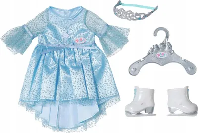 Produktbild von Eisprinzessinnen-Kleid für Puppen 43 cm mit Schlittschuhen Diadem