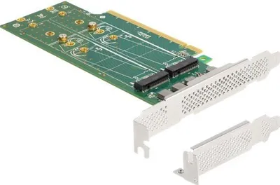 Produktbild von DeLOCK PCI Express 4.0 x16 Karte zu 4 x intern NVMe M.2 Key M 110 mm - Bifurcation - Low Profile Formfaktor, PCIe, M.2, PCIe, Männlich, Niedriges Profil, PCIe 4.0, Metallisch