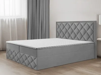 Produktbild von Bett, Boxspringbett DORMI 3, mit Bonell-Matraze, T25 Topper, Federkern, Doppelbett, Stauraum, 200x200 cm, (Grau - ITAKA 50)