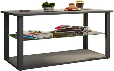 Immagine prodotto di Tavolino in legno con vetro di sicurezza ESG | Tavolino semplice | Dimensioni ca. H. H. 45 x W. 95 x D. 45 cm | Tavolino da salotto | Tavolino - Wanilo L