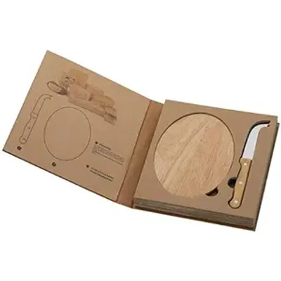 Produktbild von Käseplatte | Servierplatte und Messer-Set aus Holz | Servierbrett Ideal zum Servieren von Käse | Käseschneidebrett