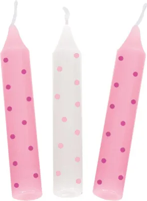 Produktbild von goki 60697 Geburtstagskerzen, gepunktet, 10 cm Ø 1,3 cm, rosa (10er Pack)