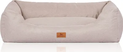 Produktbild von Knuffelwuff Hundebett Emma aus Velours mit feinem Handwebcharakter in Pastellfarben XXL 120 x 85cm Beige