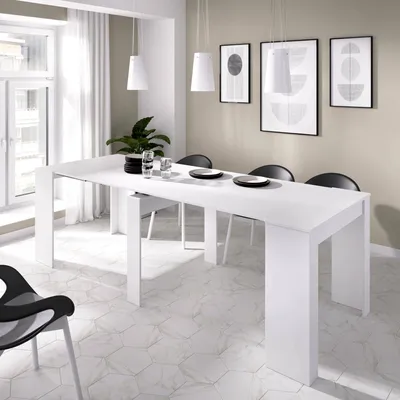 Immagine prodotto di Dmora Consolle Allungabile Alej 90x239x77h cm Bianco Lucido, 12 Posti Allungabile