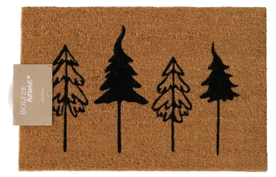 Zdjęcie produktu dla Wycieraczka GREGOR naturalna z czarną jodłą świąteczna kokosowa PVC 60x40cm