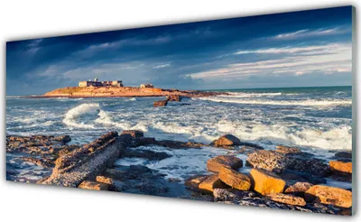 Produktbild von Acrylglasbilder 125x50 Wandbild Druck Meer Steine Landschaft