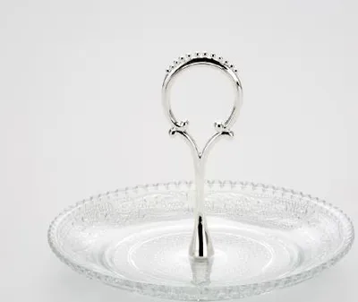 Produktbild von Konfektschale Glas mit versilbertem Griff Höhe 10,5 cm Durchmesser 15,0 cm versilbert Anlaufgeschützt