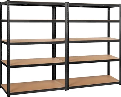 Produktbild von Yaheetech Schwerlastregal 2er Set, 180x120x60 cm, Metall Lagerregal, max.1750 kg, 5 Ablagen, Schwarz