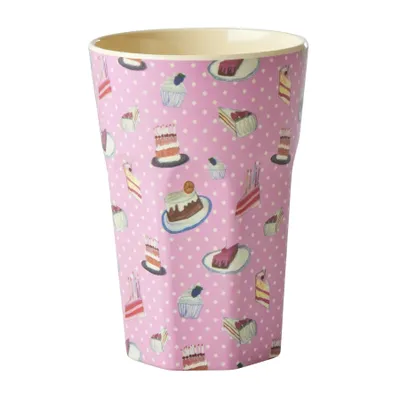 Produktbild von Rice Melamine Cup 400 ml with Sweet Cake Print - Tall