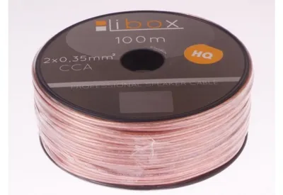 Zdjęcie produktu dla Libox Kabel głośnikowy 2×0,35mm LB0004, Aluminium miedziane (CCA), 100 m, Przezroczysty
