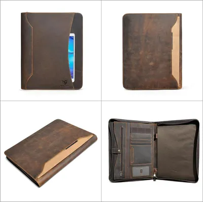 Produktbild von Lederne Padfolio - Crazy Horse Legal Pad Organizer für Business - A4/Pad Portfolio Notebinder - 904 Braun