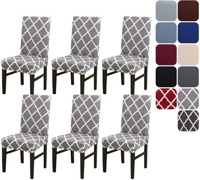Obrázok produktu pre Ibenzoa® Sada 6 elastických poťahov na stoličky – 92 % polyester/8 % Elastan, vhodné pre stoličky s výškou operadla 45–65 cm, šírkou sedacej časti 38–45 cm a hrúbkou sedacej časti 10–17,7 cm, vhodné do jedálne, na oslavy a podujatia