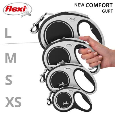 Produktbild von Flexi New Comfort L Tape 8 m, Hund, Rückziehbare Leine, Schwarz, Band, 50 kg, Einfarbig