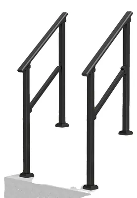 Image de Mains courantes VEVOR pour escaliers extérieurs, set de 2 mains courantes pour 2-3 marches, rampes de transition en acier carbone avec kit de montage, rampes d'escalier pour personnes âgées, béton & véranda & deck,