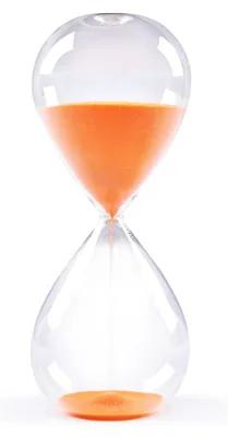 Produktbild von Sanduhr - 15 Minuten Laufzeit mit orangem Sand - Dekoration für Zuhause, Schreibtisch, Klassenzimmer und Büro