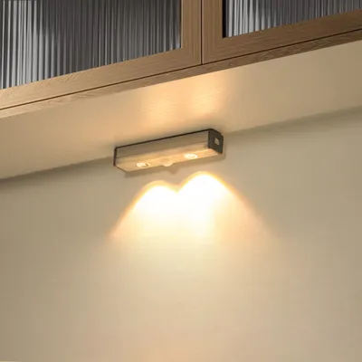 Produktbild von 10CM Kabellos Led Schrankbeleuchtung Mit Bewegungsmelder, USB Wiederaufladbare Dimmbare Unterbauleuchte, Küche Schrank Treppe Küchenleuchte Led Schranklicht, Warmweiß