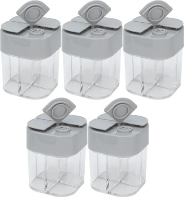 Image de Lot de 5 saupoudreuses 4 en 1 – avec couvercle hermétique, pour la cuisine, les restaurants et la maison, récipients à épices multifonctionnels