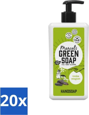 Productafbeelding van Marcel's Groene Zeep - Handzeep - Tonkaboon & Lelietje-van-dalen - Milde verzorging - 500 ml - Voordeelverpakking - 20 stuks