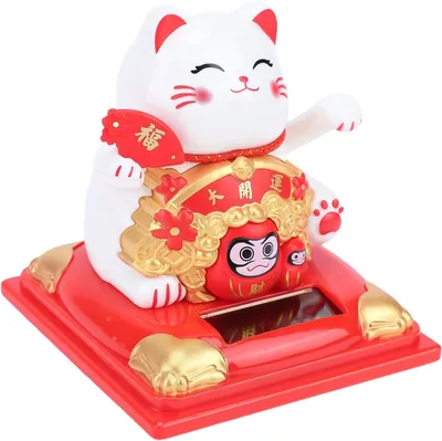 Productafbeelding van Lucky cat zwaaiende arm - Zonne-energie werkende lichtsensor fortune cat decoratie