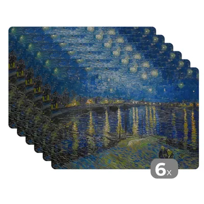 Obrázek produktu pro KitchenYeah® Prostírání Sada 6 omyvatelných prostírání 45x30 cm Van Gogh - Most - Staří mistři - Prostírání na stůl Protiskluzové a tepelně odolné podložky - Prostírání - Podložky na stůl
