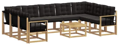 Produktbild von vidaXL Outdoor-Sofagarnitur mit Kissen 10 pcs Weiß und Schwarz