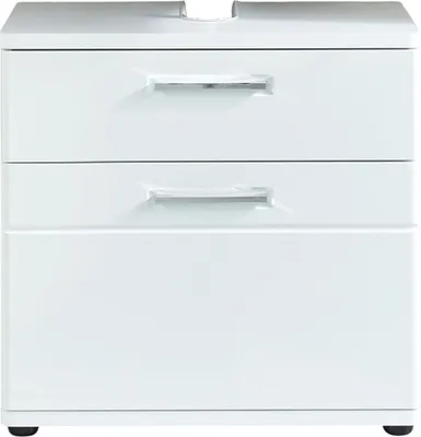 Produktbild von trendteam Bad Waschbeckenunterschrank Monte Weiß Melamin/Weiß Hochglanz Tiefzieh 60 x 58 x 38 cm