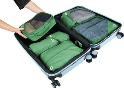 Immagine prodotto di Set di borse da viaggio organizer 7 pezzi impermeabili Organizer per valigie Aiuto per fare le valigie Cubi da viaggio Sacchetti da viaggio Cubi per vestiti Organizer per bagagli, verde