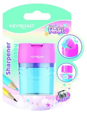 Produktbild von Keyroad Temperówka podwójna pastelowa z pojemnikiem