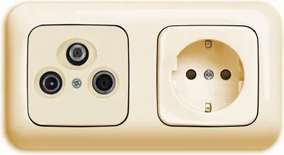 Produktbild von BUSCH JÄGER SET cremeweiß Antennendose 3-loch Radio/TV/SAT + Steckdose + Rahmen