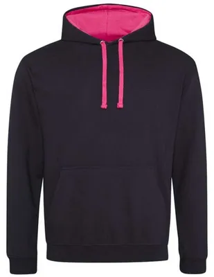 Produktbild von Awdis - "Varsity" Kapuzenpullover für Herren/Damen Uni LT2871 (XS) (Pechschwarz/Leuchtend Pink)