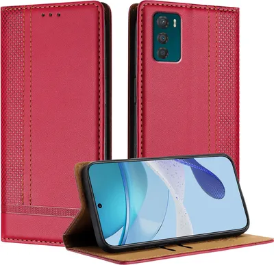 Produktbild von Handyhülle für Motorola Moto G42 Leder Flip Klappbare Schutzhülle mit Standfunktion Rot