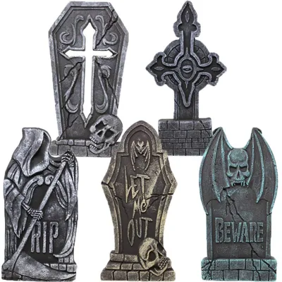 Produktbild von Omgoods – Halloween-Dekorationsset mit 5 Schaumstoff-Grabsteinen