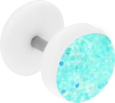 Produktbild von Fake Plug Ohrstecker weiß Glitterline Farbe - Hellblau