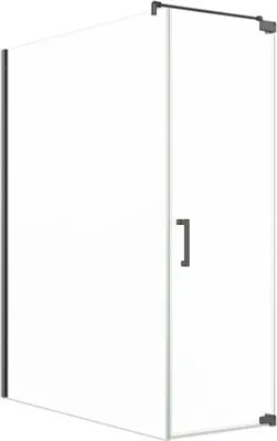 Produktbild von Jungborn Duschtür mit Seitenwand SETTE Drehtür rechts Seitenwand links 170 x 75 cm Profil schwarz matt Klarglas mit schm