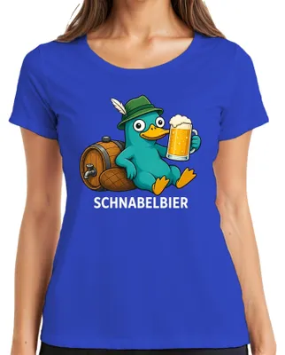 Obrázek produktu pro Tričko s motivem "Schnabelbier", "Schnabeltier", "Seppelhut", pro pivo, párty, , dámské, modré, velikost 3XL