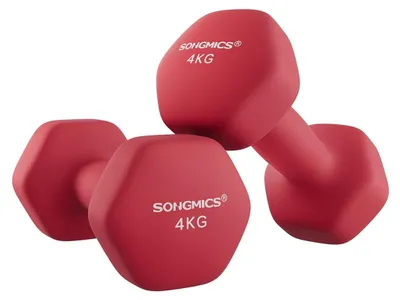Zdjęcie produktu dla Czarne hantle żeliwne z powłoką neoprenową – do treningu siłowego – 2 sztuki po 4 kg