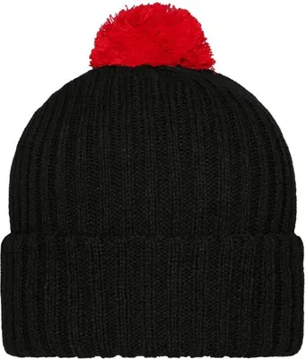 Produktbild von Trendige Pomponmütze in vielen Farben black/red, Gr. one size
