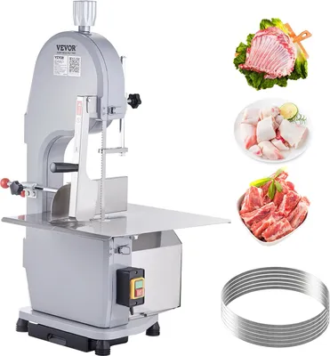 Productafbeelding van Botenzaagmachine, 1500 W, 300 kg/u. Elektrische botenzaagmachine, 490x380 mm. Botenzaagmachine, snijdiepte 4-200 mm. Keukenmachine voor vlees, commerciële botenzaag, vleesbandschaar