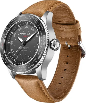 Obrázek produktu pro Hodinky North Edge Mach Watch, pilotní hodinky, pánské hodinky na solární pohon, vodotěsnost 50 m, chronograf, noční vidění, výdrž až 180 dní, solární hodinky