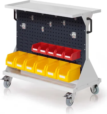 Produktbild von Kappes RasterMobil® Größe #2 - 1000x930x500mm - 2x Lochplatte 2x Schlitzplatte - Auflageboden aus Stahlblech - anthrazitgrau