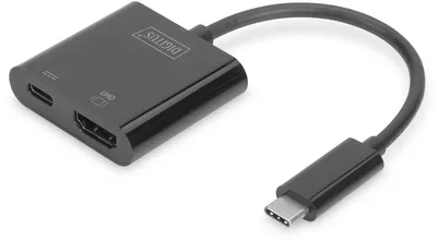 Produktbild von Digitus USB Type-C™ 4K HDMI Grafik-Adapter + USB-C™ (PD), USB 3.2 Gen 1 (3.1 Gen 1) Type-C, Schwarz, HDMI, USB 3.2 Gen 1 (3.1 Gen 1) Type-C, Aluminium, China, 4096 x 2160 Pixel