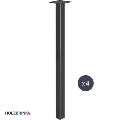 Produktbild von HOLZBRINK Tischbeine Eckig, Möbelfüße aus Quadratrohr 40x40 mm, Höhe 100 cm, Grau, 4 Stück, HLT-14A-F-100-7016