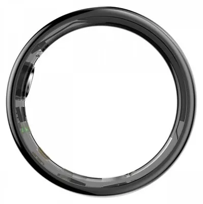 A close-up, studio shot of a smart ring.