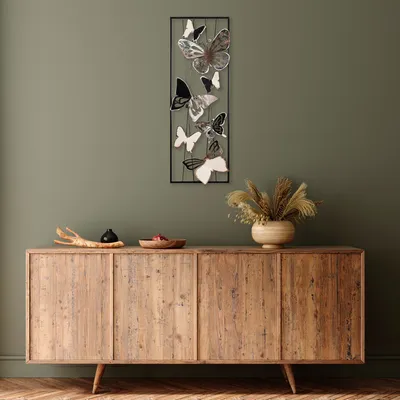 Image de Wallity, Kelebek- DYU1123, Multicolore, Autres décorations pour la maison, 32 x 90 x 5 cm, 100% métal
